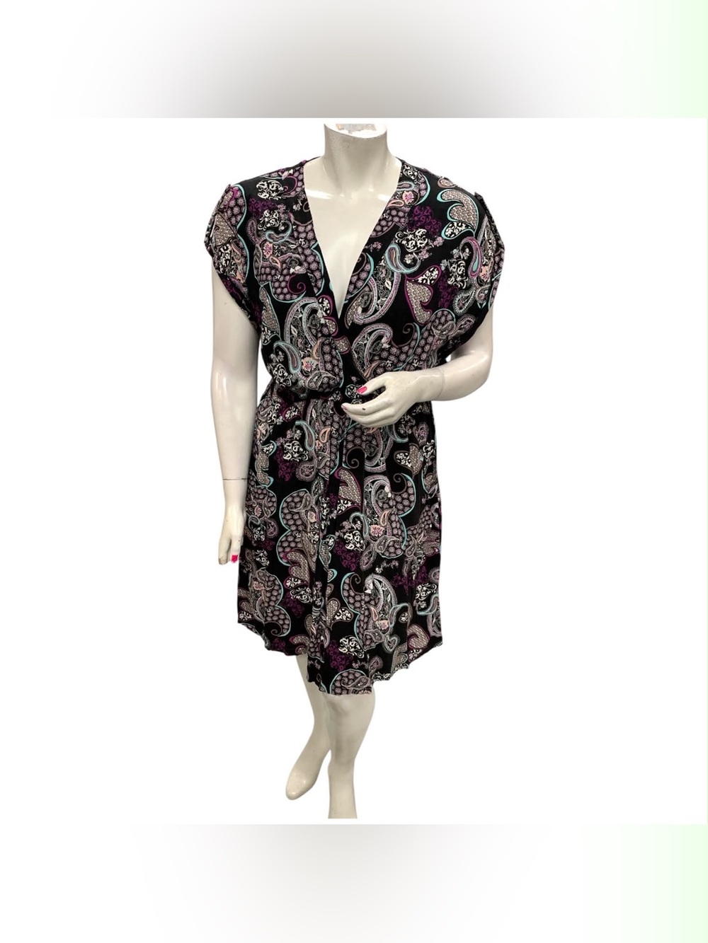 torrid Black Paisley Wrap Robe with Purple Accents Size 2X